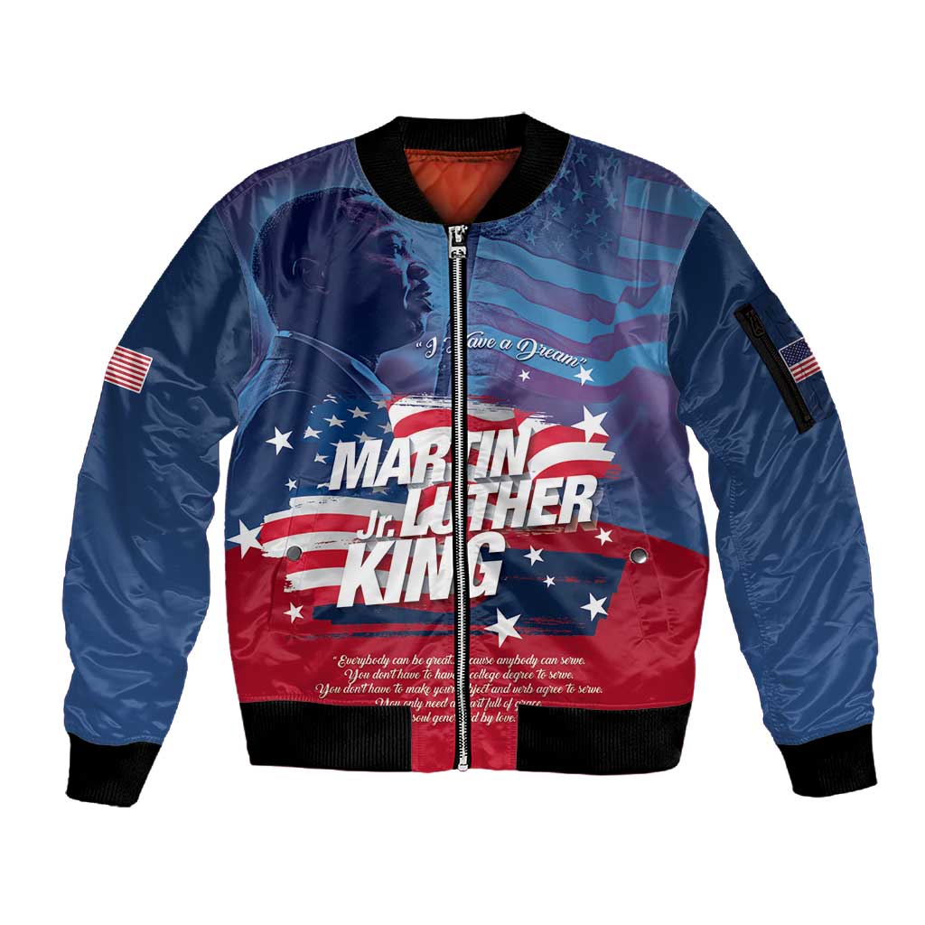 Martin Luther King MLK Sleeve Zip Bomber Jacket I Have A Dream - African Pride