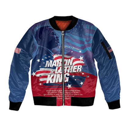 Martin Luther King MLK Sleeve Zip Bomber Jacket I Have A Dream - African Pride