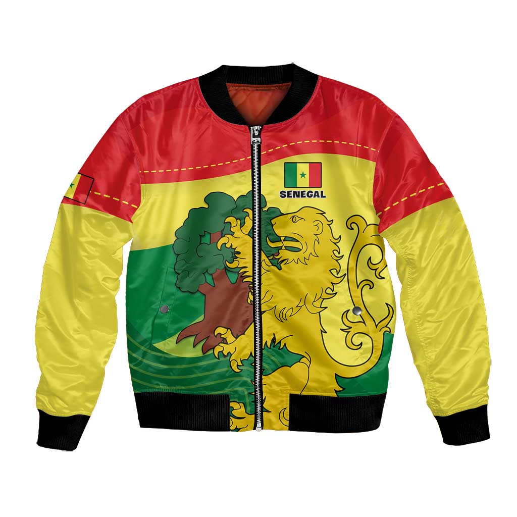 Custom Senegal Bomber Jacket with Bahamian Lion and Baobab Flag Style