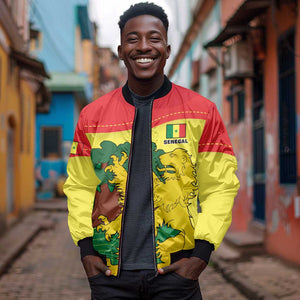 Custom Senegal Bomber Jacket with Bahamian Lion and Baobab Flag Style