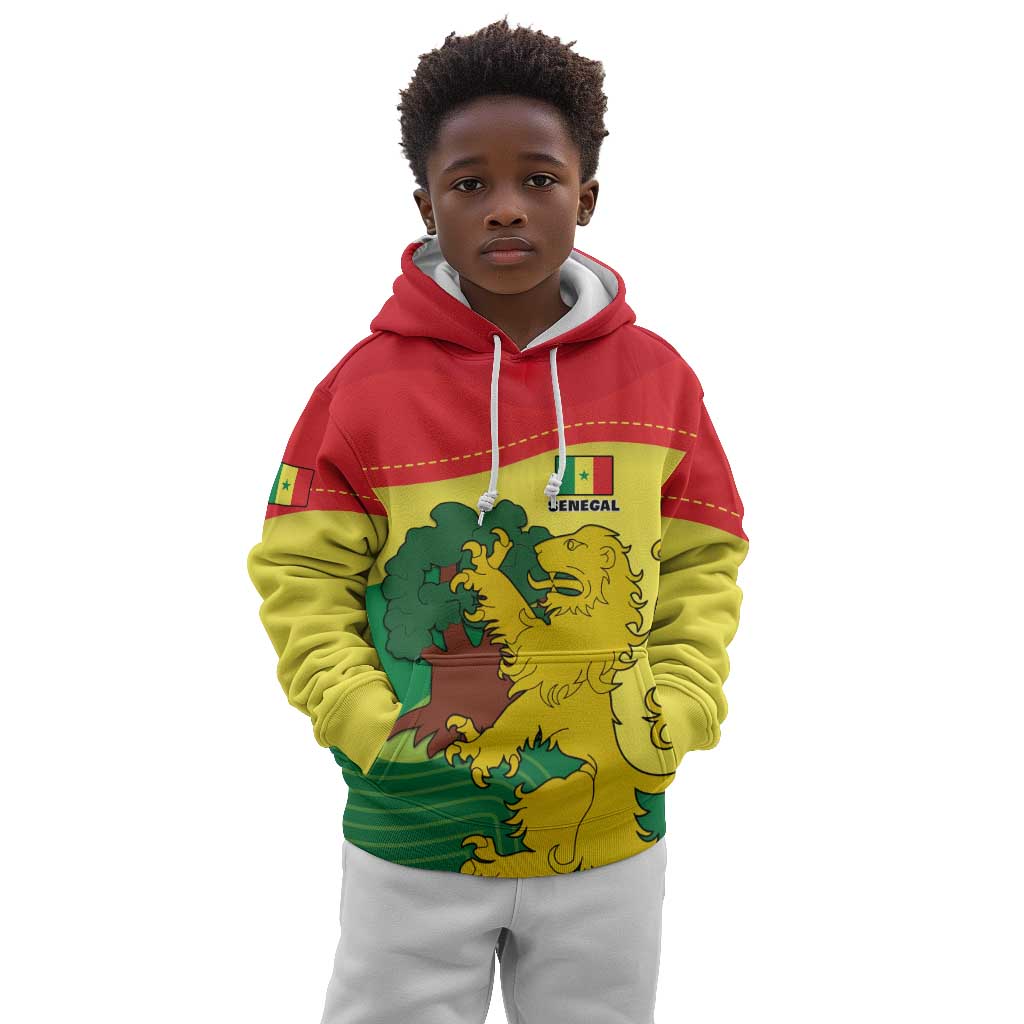 Custom Senegal Kid Hoodie with Bahamian Lion and Baobab Flag Style