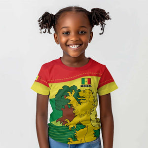 Custom Senegal Kid T shirt with Bahamian Lion and Baobab Flag Style