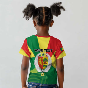 Custom Senegal Kid T shirt with Bahamian Lion and Baobab Flag Style