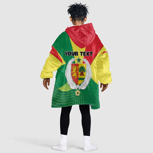 Custom Senegal KId Wearable Blanket Hoodie with Bahamian Lion and Baobab Flag Style