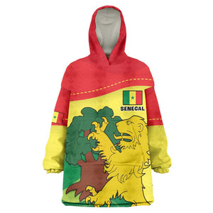 Custom Senegal KId Wearable Blanket Hoodie with Bahamian Lion and Baobab Flag Style