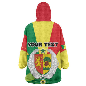 Custom Senegal KId Wearable Blanket Hoodie with Bahamian Lion and Baobab Flag Style