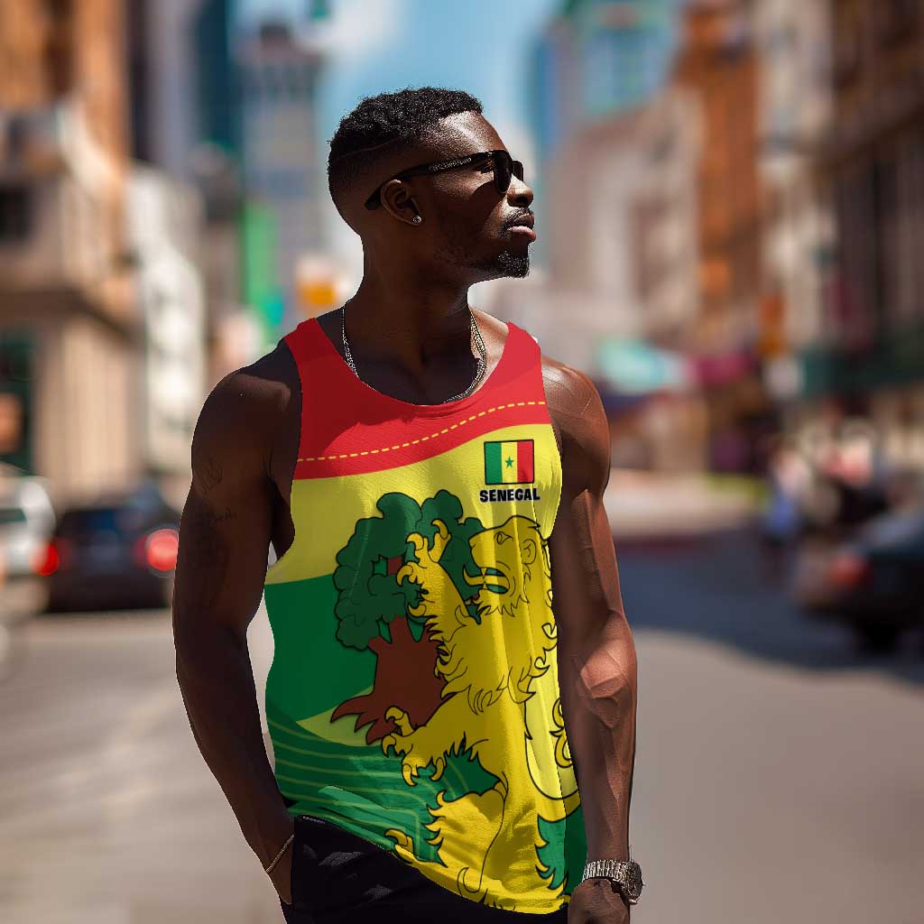 Custom Senegal Men Tank Top with Bahamian Lion and Baobab Flag Style