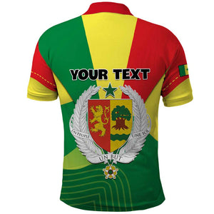 Custom Senegal Polo Shirt with Bahamian Lion and Baobab Flag Style