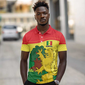 Custom Senegal Polo Shirt with Bahamian Lion and Baobab Flag Style