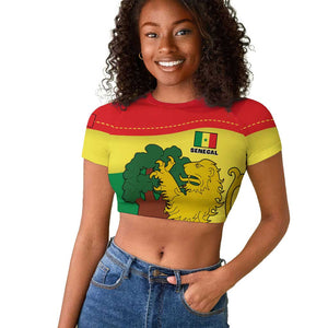 Custom Senegal Raglan Cropped T shirt with Bahamian Lion and Baobab Flag Style