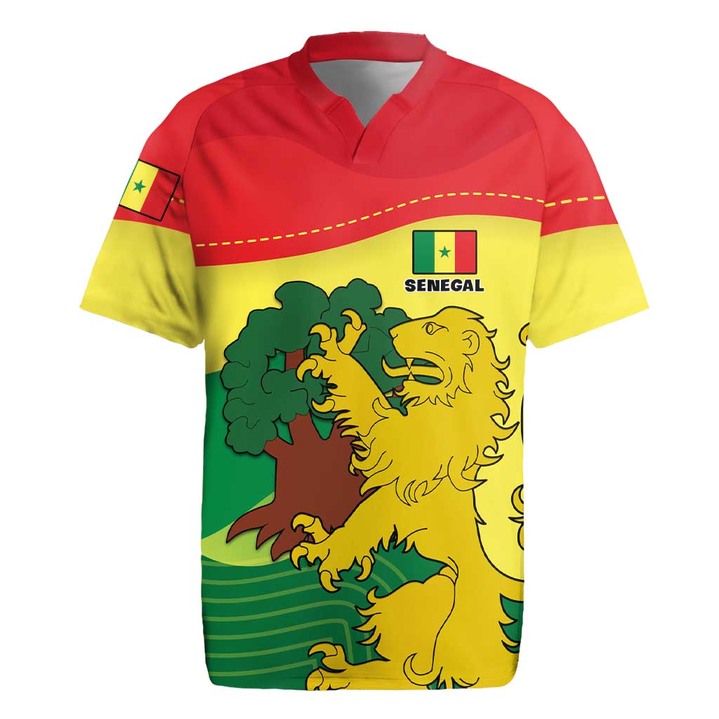 Custom Senegal Rugby Jersey with Bahamian Lion and Baobab Flag Style