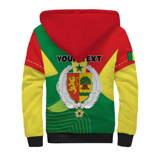 Custom Senegal Sherpa Hoodie with Bahamian Lion and Baobab Flag Style