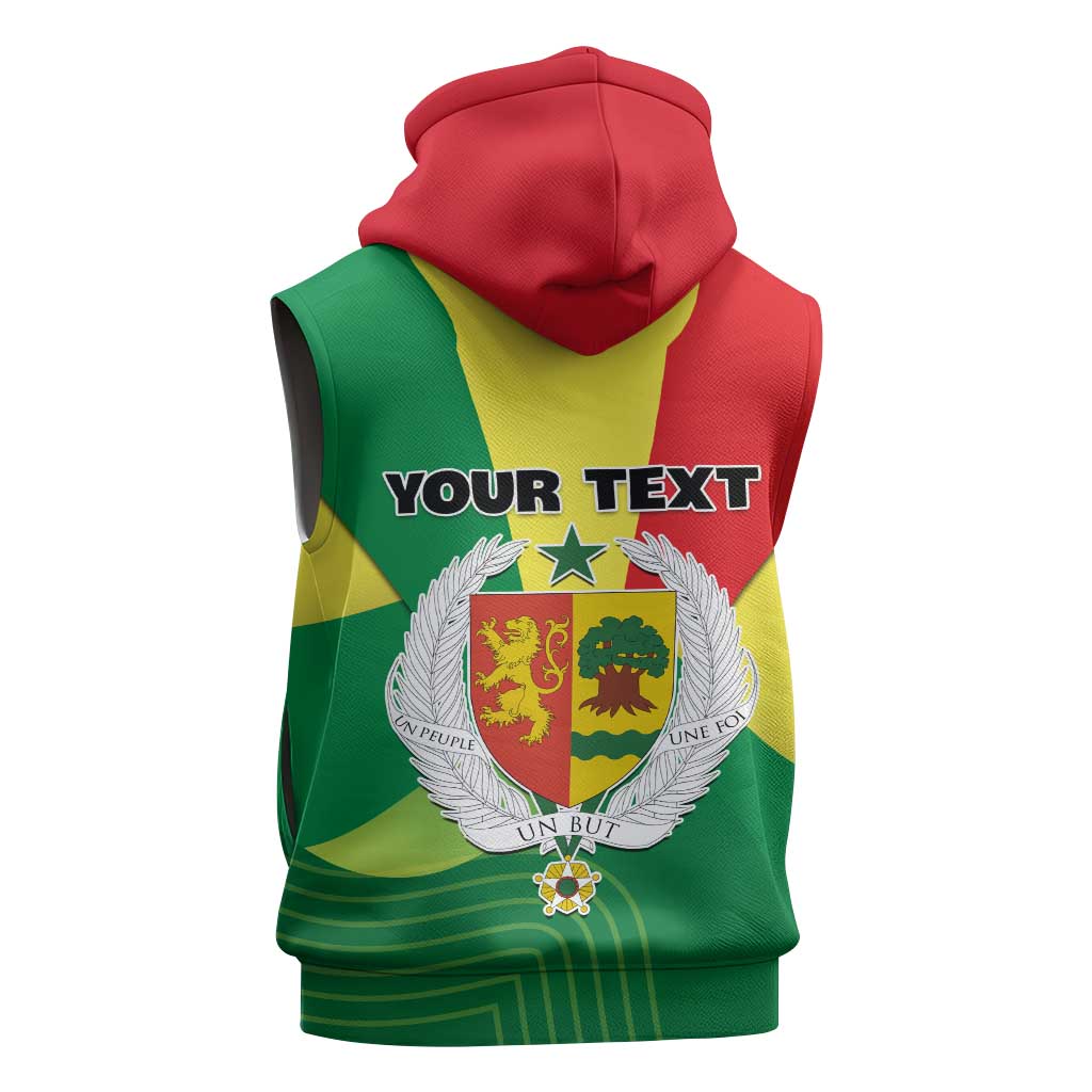 Custom Senegal Sleeveless Hoodie with Bahamian Lion and Baobab Flag Style - African Pride