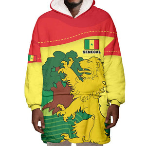 Custom Senegal Wearable Blanket Hoodie with Bahamian Lion and Baobab Flag Style