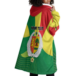 Custom Senegal Wearable Blanket Hoodie with Bahamian Lion and Baobab Flag Style