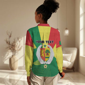 Custom Senegal Women Casual Shirt with Bahamian Lion and Baobab Flag Style