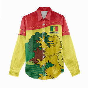 Custom Senegal Women Casual Shirt with Bahamian Lion and Baobab Flag Style