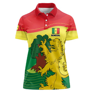 Custom Senegal Women Polo Shirt with Bahamian Lion and Baobab Flag Style