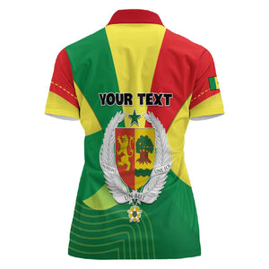 Custom Senegal Women Polo Shirt with Bahamian Lion and Baobab Flag Style