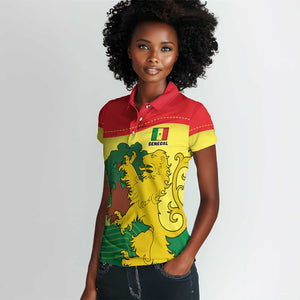 Custom Senegal Women Polo Shirt with Bahamian Lion and Baobab Flag Style