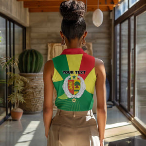 Custom Senegal Women Sleeveless Polo Shirt with Bahamian Lion and Baobab Flag Style