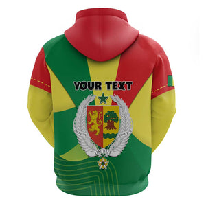 Custom Senegal Zip Hoodie with Bahamian Lion and Baobab Flag Style