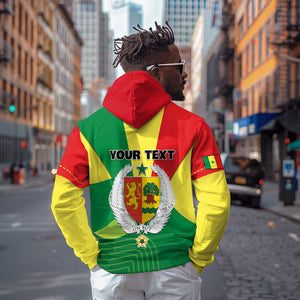 Custom Senegal Zip Hoodie with Bahamian Lion and Baobab Flag Style