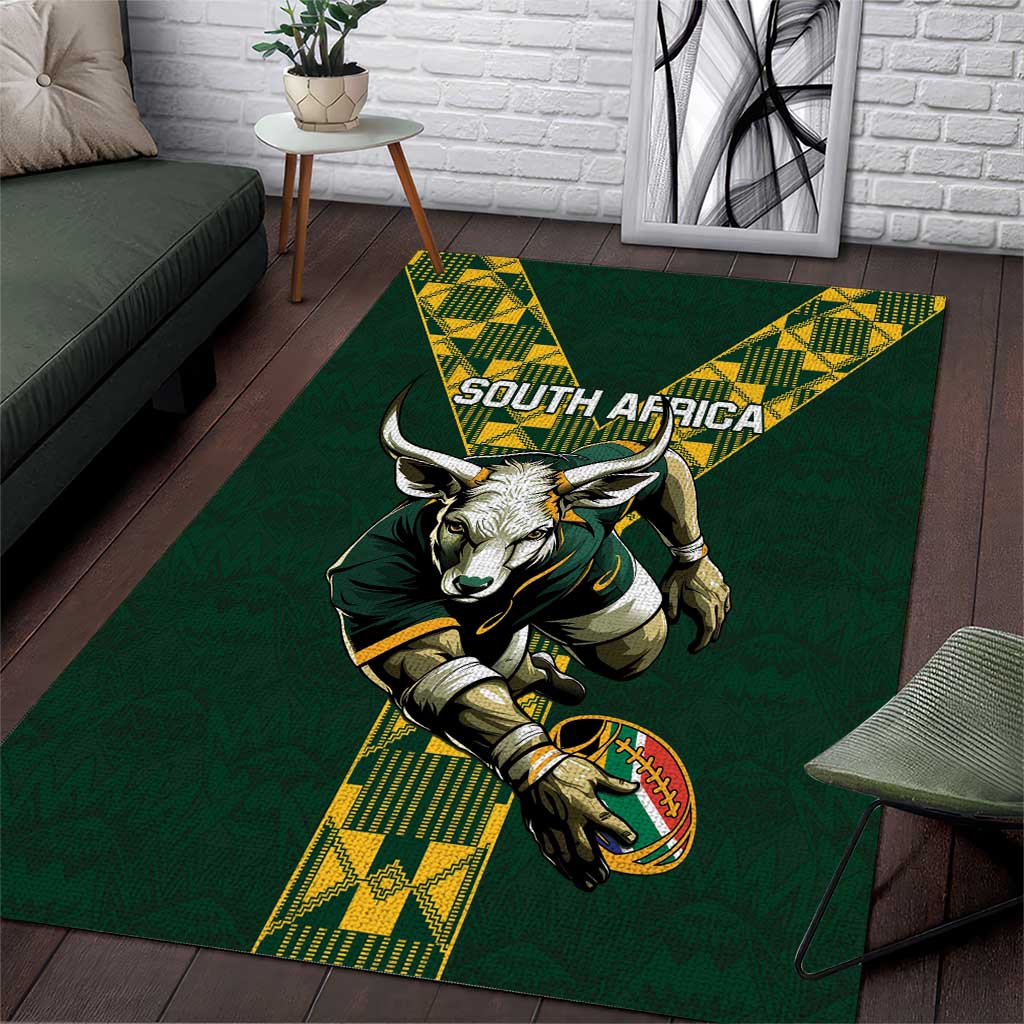 South Africa 2024 Rugby Area Rug Go Springboks Protea Pattern