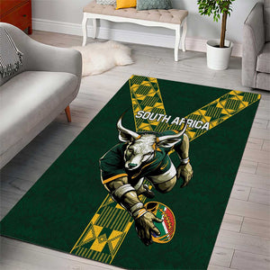 South Africa 2024 Rugby Area Rug Go Springboks Protea Pattern