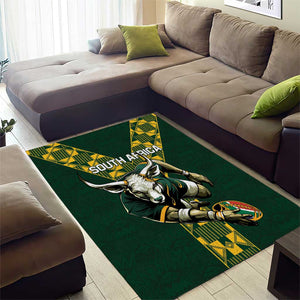 South Africa 2024 Rugby Area Rug Go Springboks Protea Pattern