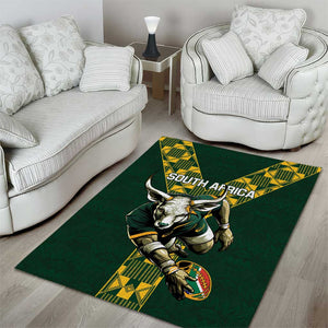 South Africa 2024 Rugby Area Rug Go Springboks Protea Pattern