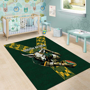 South Africa 2024 Rugby Area Rug Go Springboks Protea Pattern