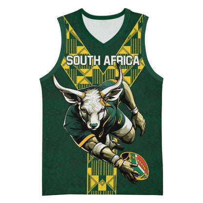 Custom South Africa 2024 Rugby Basketball Jersey Go Springboks Protea Pattern LT01