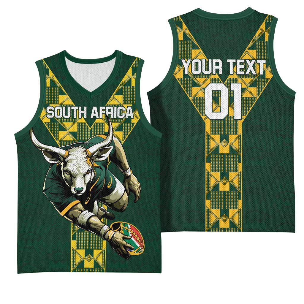 Custom South Africa 2024 Rugby Basketball Jersey Go Springboks Protea Pattern LT01