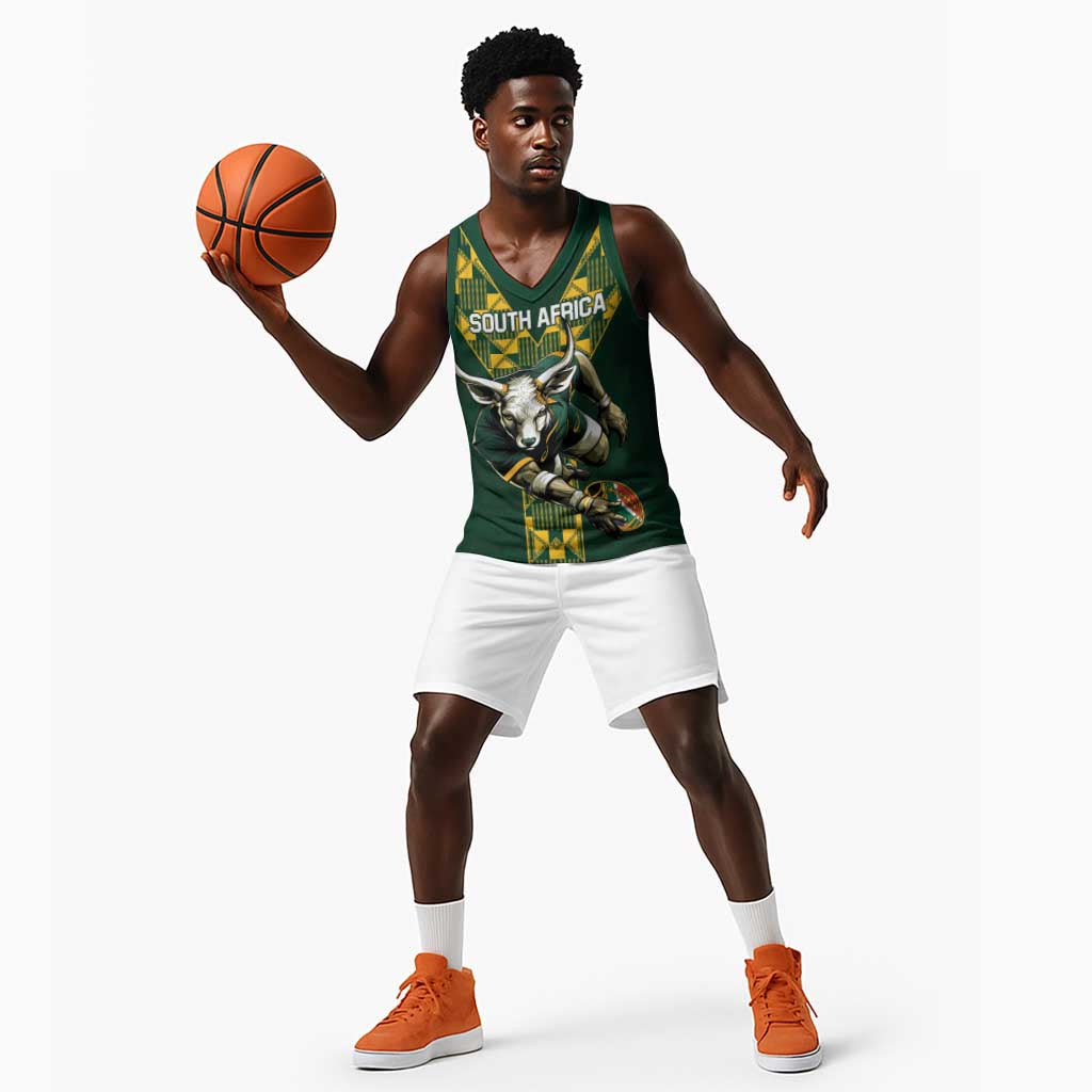 Custom South Africa 2024 Rugby Basketball Jersey Go Springboks Protea Pattern LT01