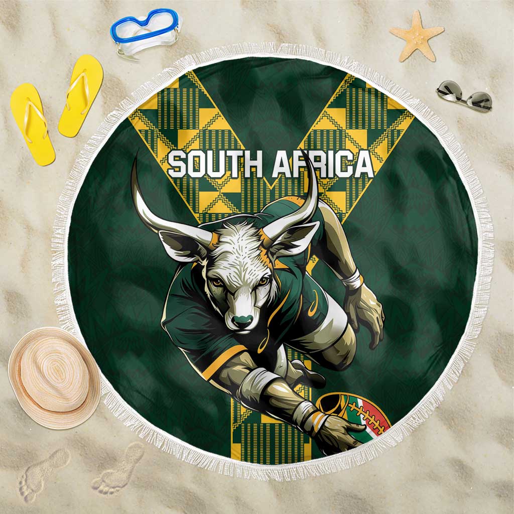 South Africa 2024 Rugby Beach Blanket Go Springboks Protea Pattern