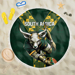 South Africa 2024 Rugby Beach Blanket Go Springboks Protea Pattern