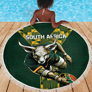 South Africa 2024 Rugby Beach Blanket Go Springboks Protea Pattern