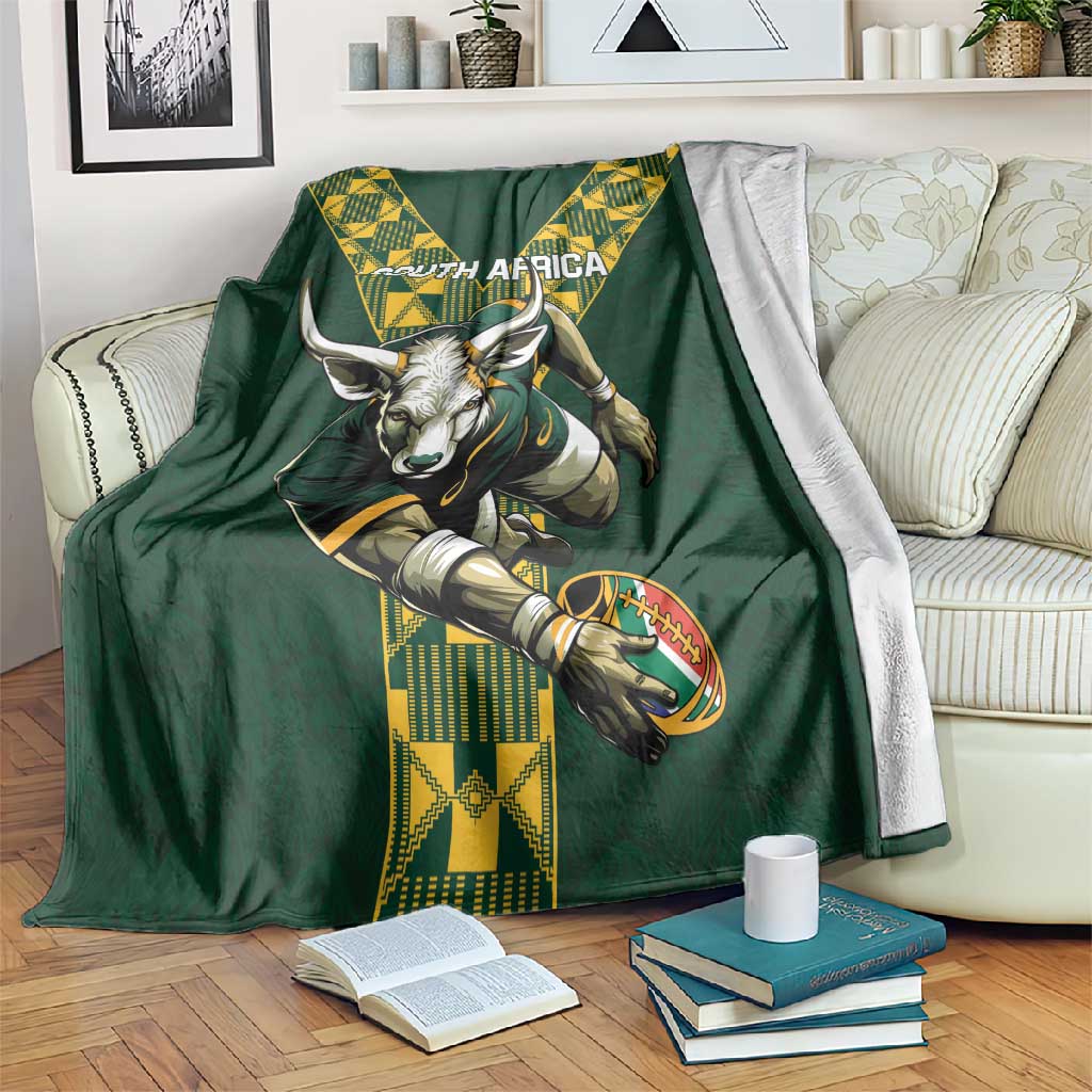 South Africa 2024 Rugby Blanket Go Springboks Protea Pattern