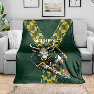 South Africa 2024 Rugby Blanket Go Springboks Protea Pattern