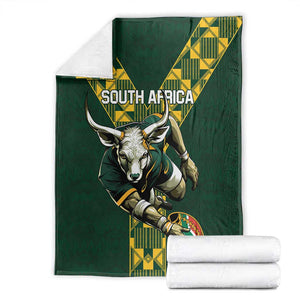 South Africa 2024 Rugby Blanket Go Springboks Protea Pattern