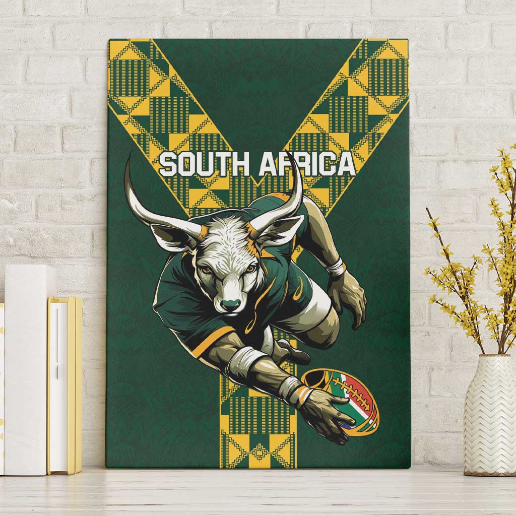 South Africa 2024 Rugby Canvas Wall Art Go Springboks Protea Pattern