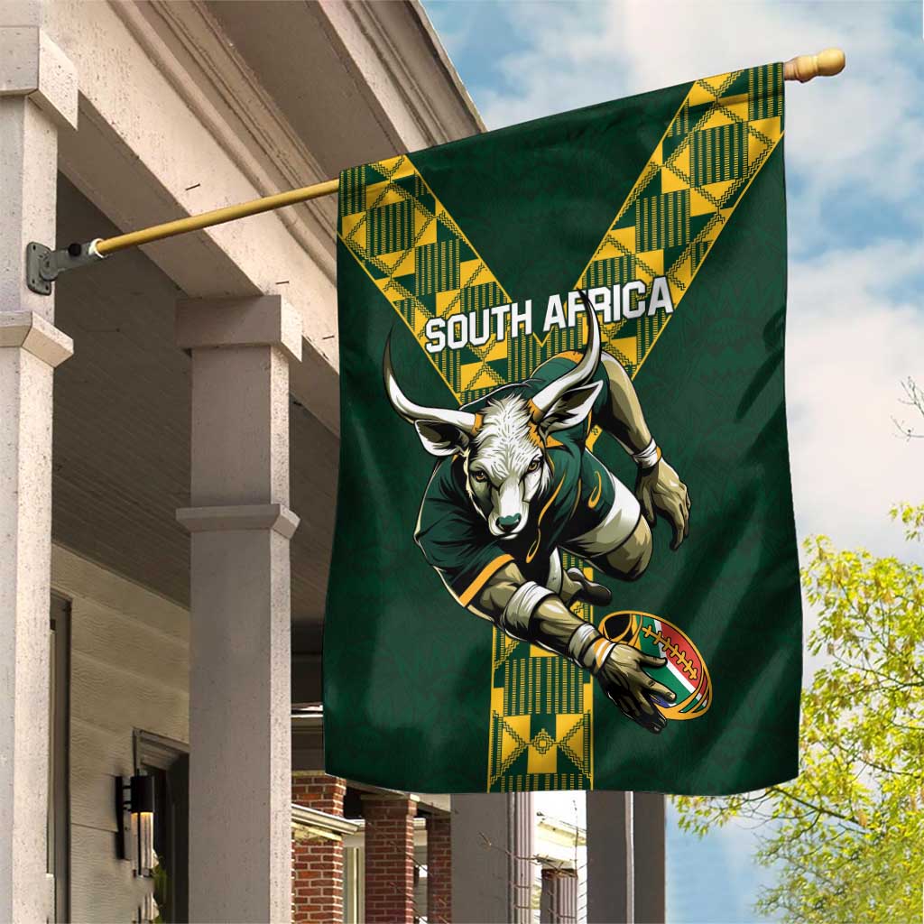 South Africa 2024 Rugby Garden Flag Go Springboks Protea Pattern