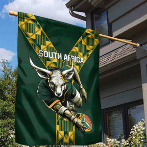 South Africa 2024 Rugby Garden Flag Go Springboks Protea Pattern