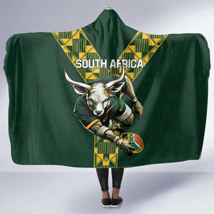 South Africa 2024 Rugby Hooded Blanket Go Springboks Protea Pattern