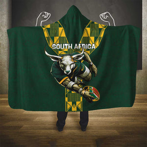 South Africa 2024 Rugby Hooded Blanket Go Springboks Protea Pattern