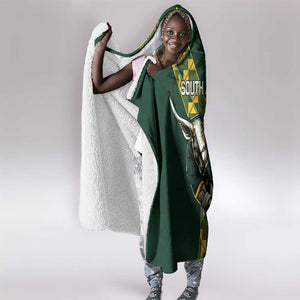 South Africa 2024 Rugby Hooded Blanket Go Springboks Protea Pattern