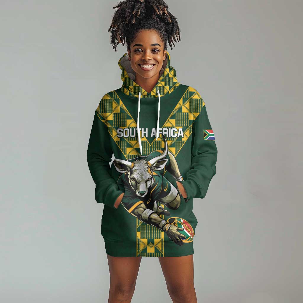 Custom South Africa 2024 Rugby Hoodie Dress Go Springboks Protea Pattern