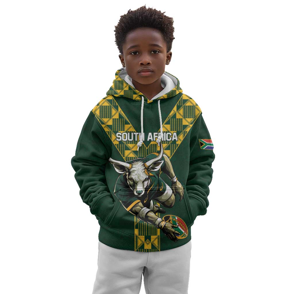 Custom South Africa 2024 Rugby Kid Hoodie Go Springboks Protea Pattern