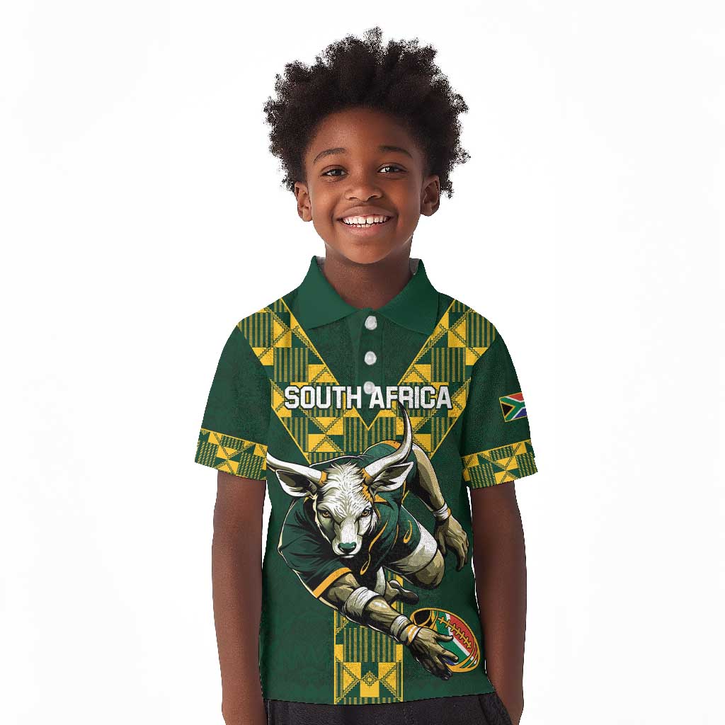 Custom South Africa 2024 Rugby Kid Polo Shirt Go Springboks Protea Pattern